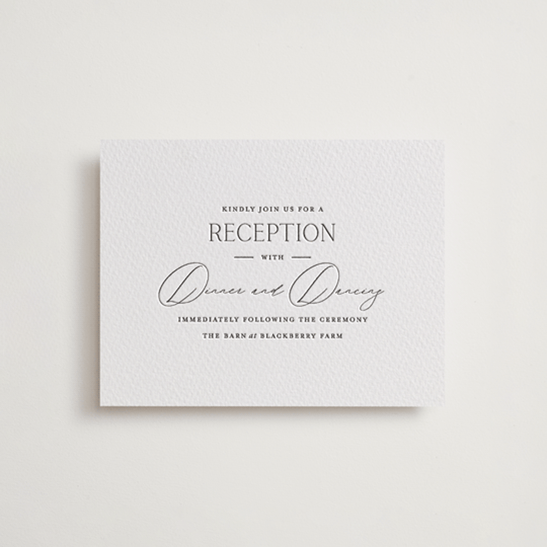 "Perennial" - Letterpress Reception Cards in Soft Black by Oscar and Emma - Karly Depew - Front