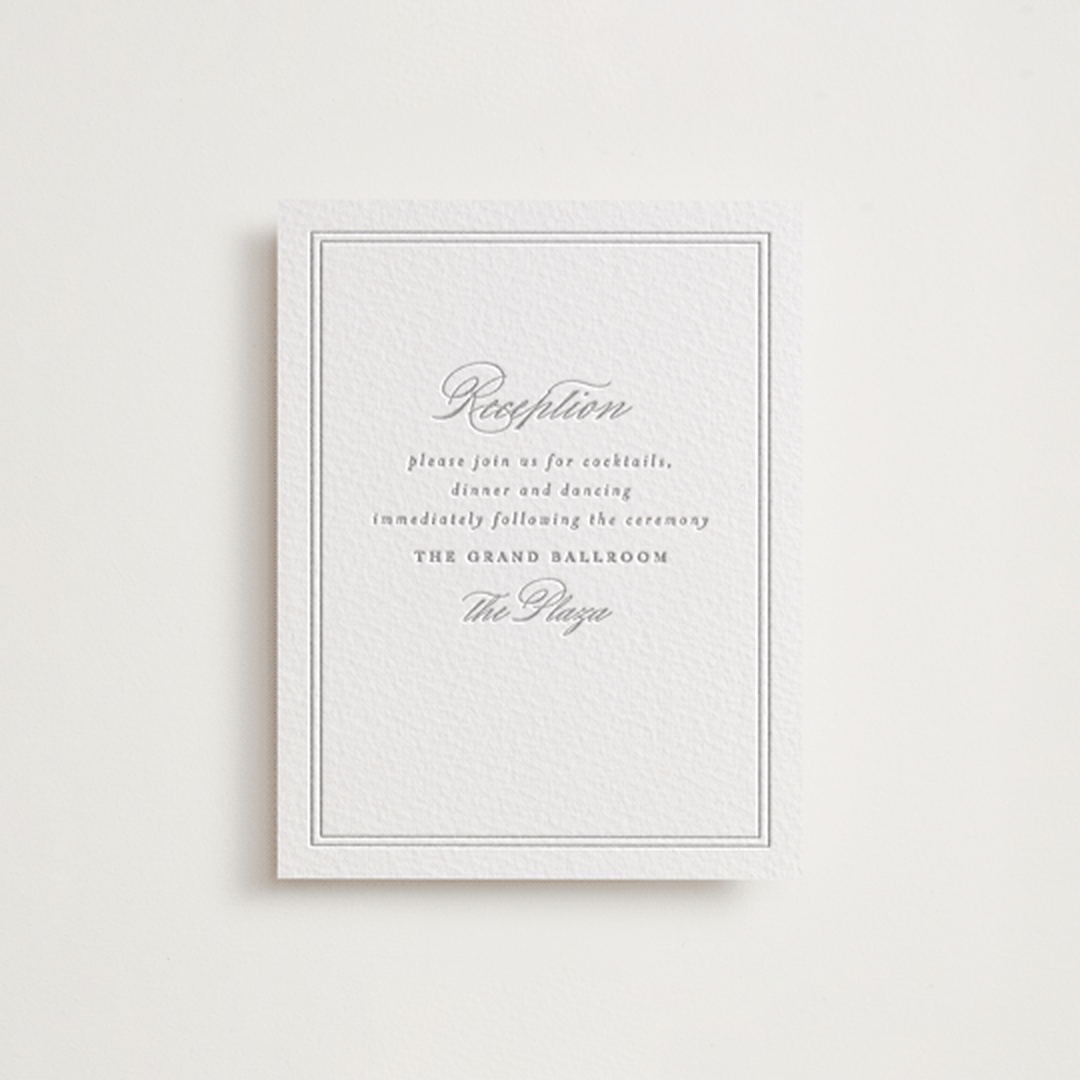 "Monogrammed eternity" - Letterpress Reception Cards in Matte Silver by Creo Study - Front