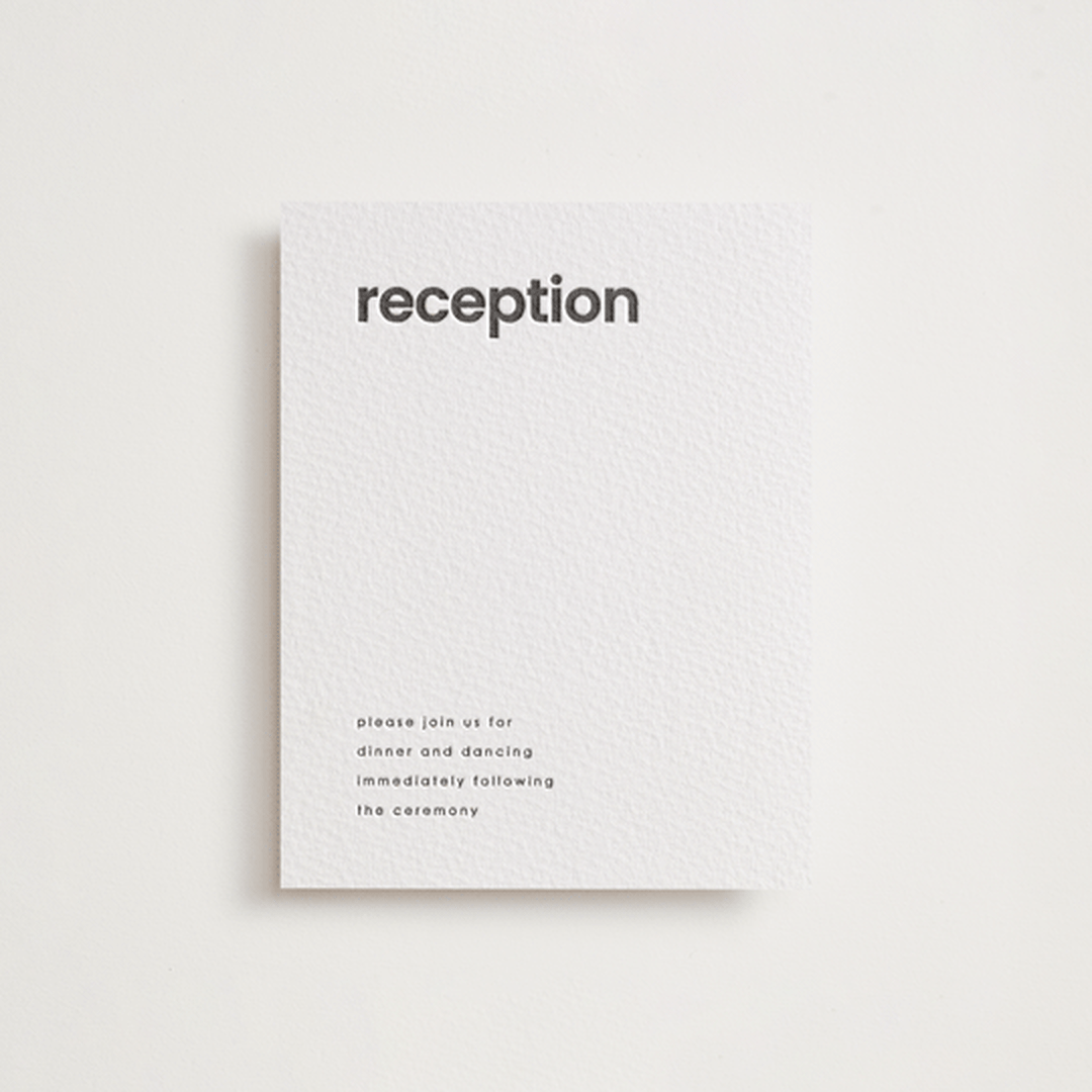 "min mod" - Letterpress Reception Cards in Soft Black by JoAnn Jinks - Front