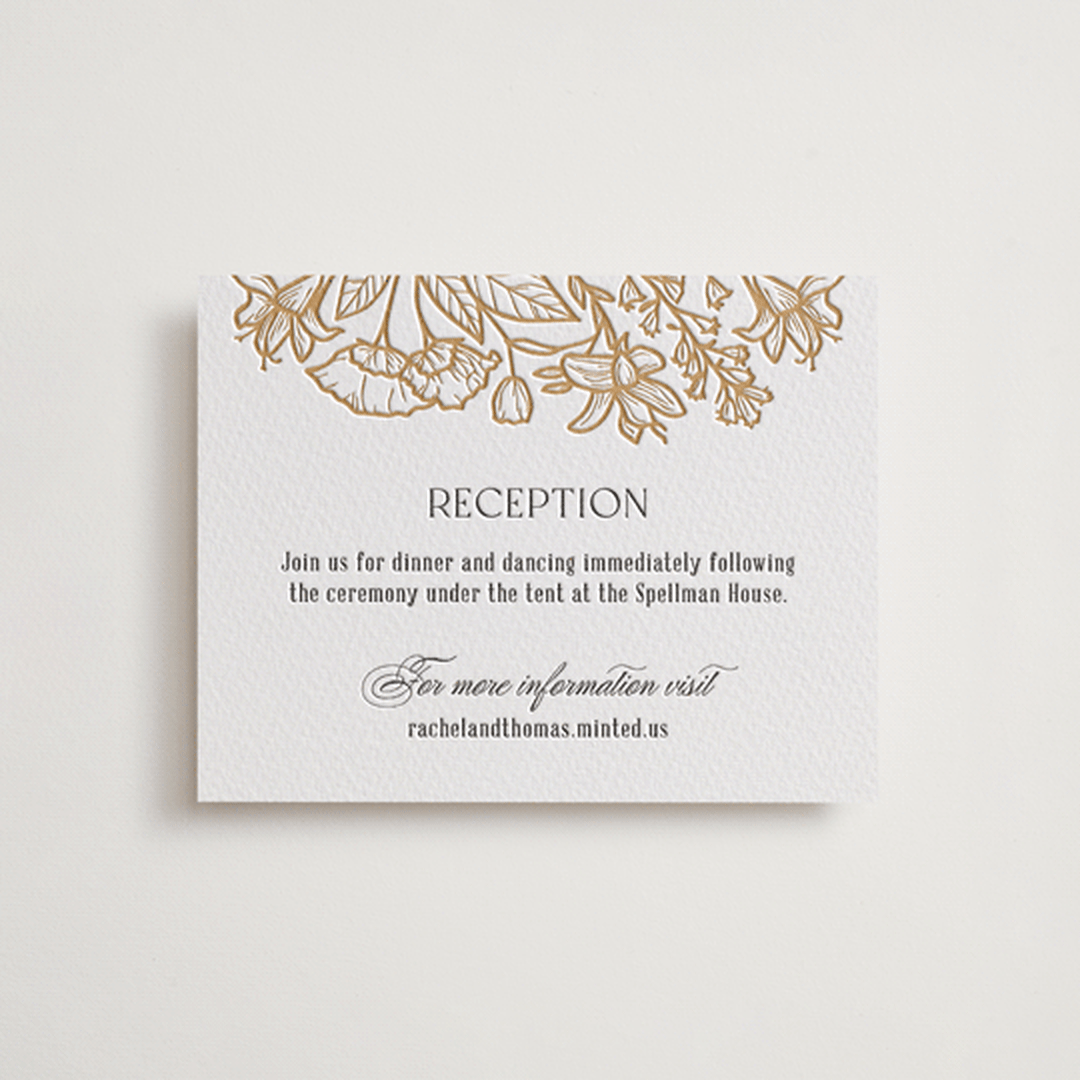 "Spellbound" - Letterpress Reception Cards in Faux Gold by Pink House Press - Front