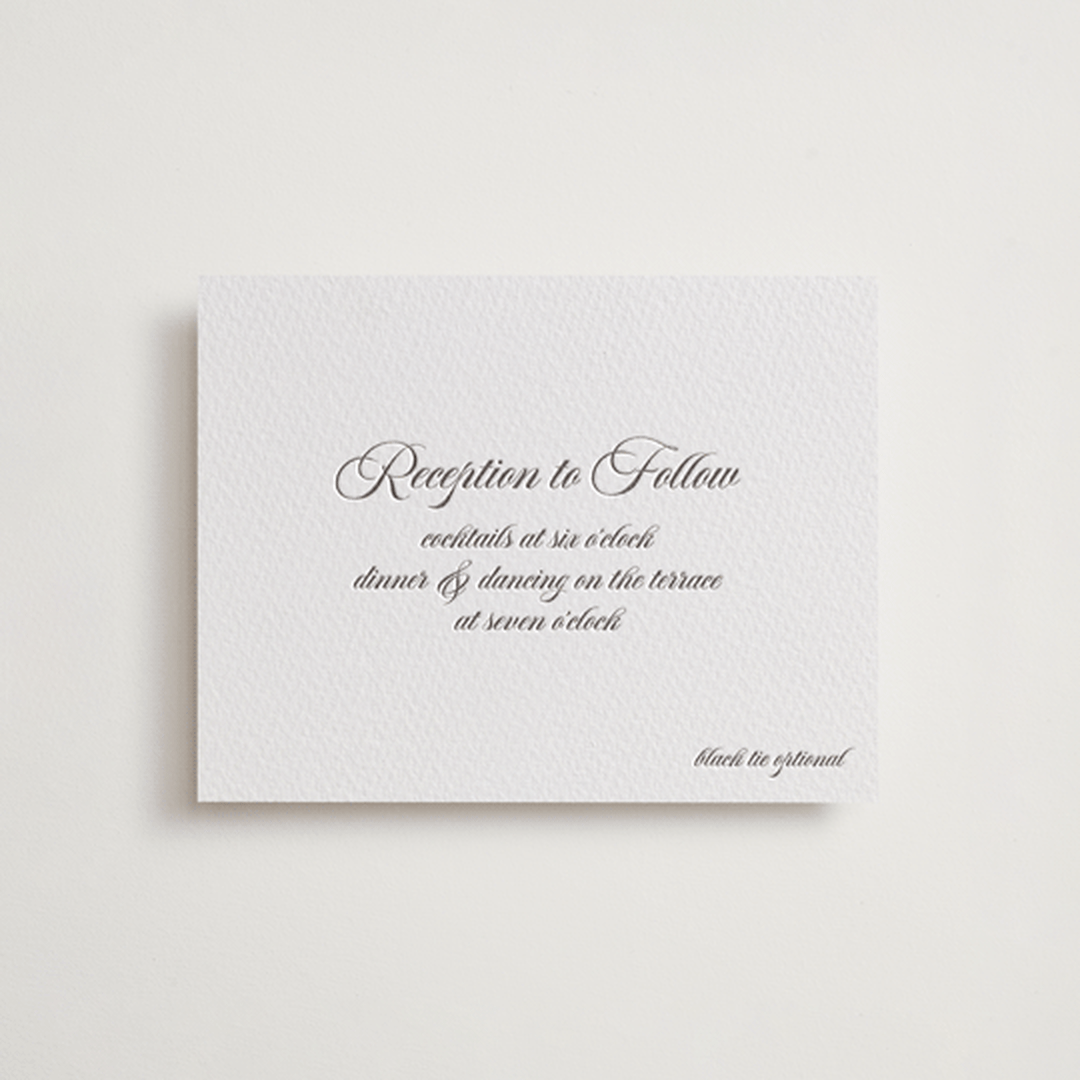 "Lowcountry" - Letterpress Reception Cards in Graphite by Megan Davis - Front