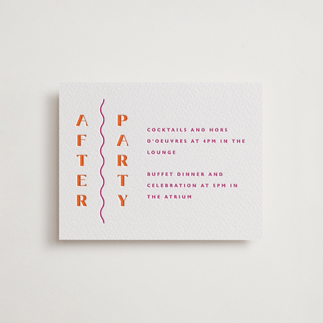 "Tanti Baci" - Letterpress Reception Cards in Fuchsia by Olivia Raufman - Front