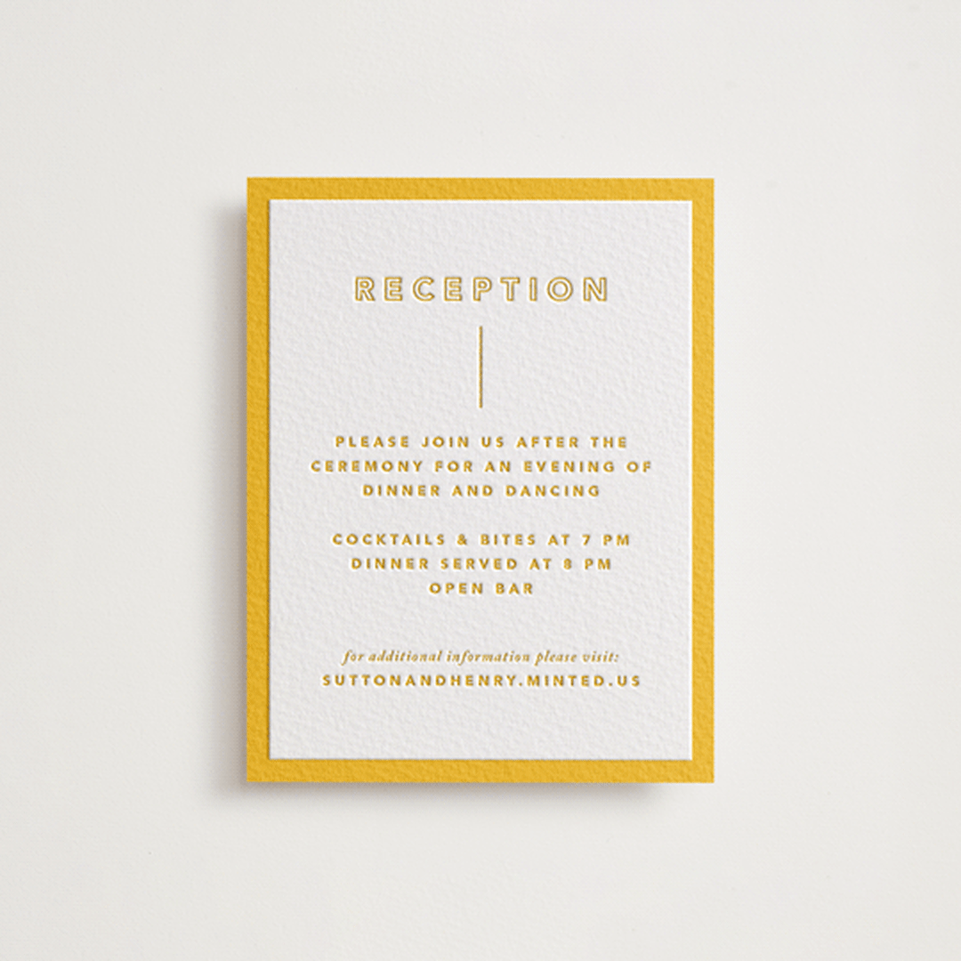 "Color Tone" - Letterpress Reception Cards in Dandelion by Kindred Fields - Front