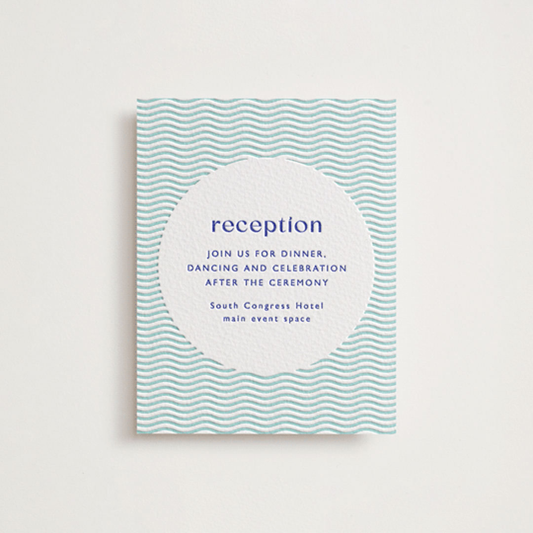 "With a Twist" - Letterpress Reception Cards in Blue Violet by Olivia Raufman - Front
