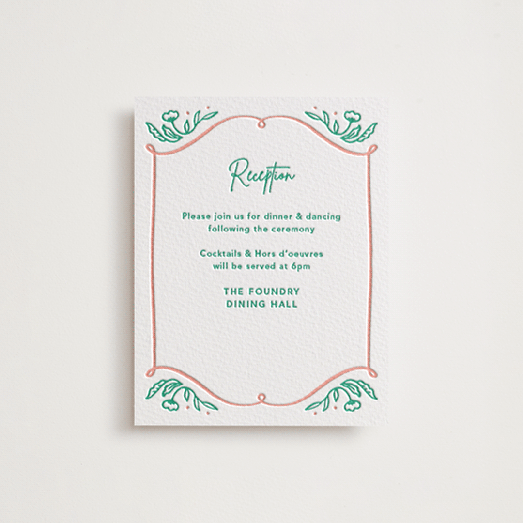"Sketch" - Letterpress Reception Cards in Shamrock by Elly - Front