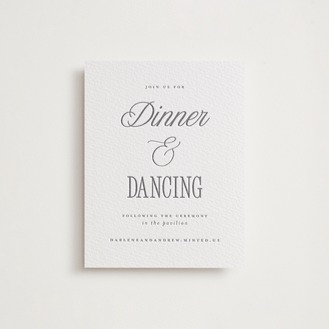 "Icon" - Letterpress Reception Cards in Gravel by Vera Lim - Front