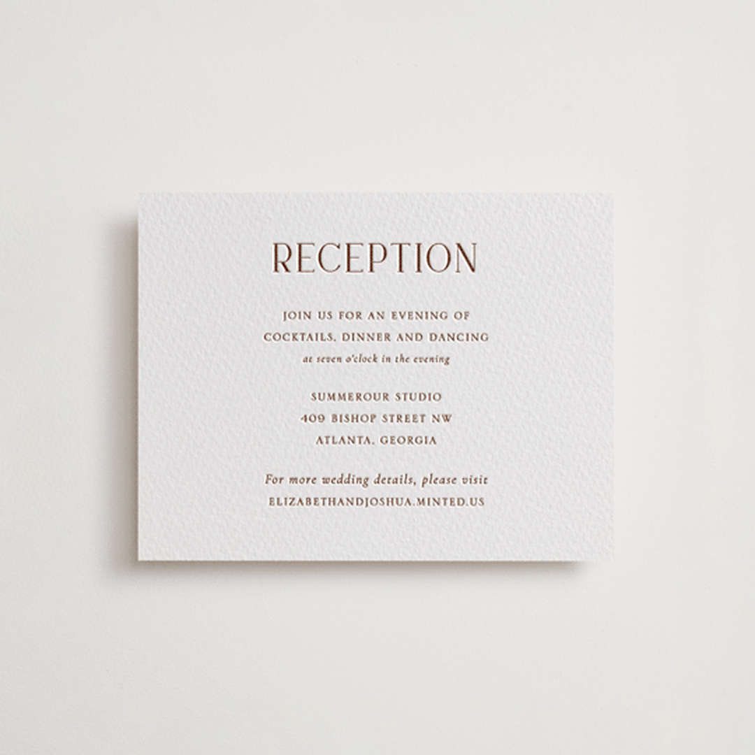 "chic" - Letterpress Reception Cards in Burnt Sienna by Vanessa Doyle - Front