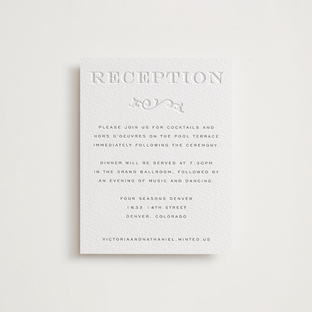 "Classically" - Letterpress Reception Cards in Soft Black by Jenna Holcomb - Front