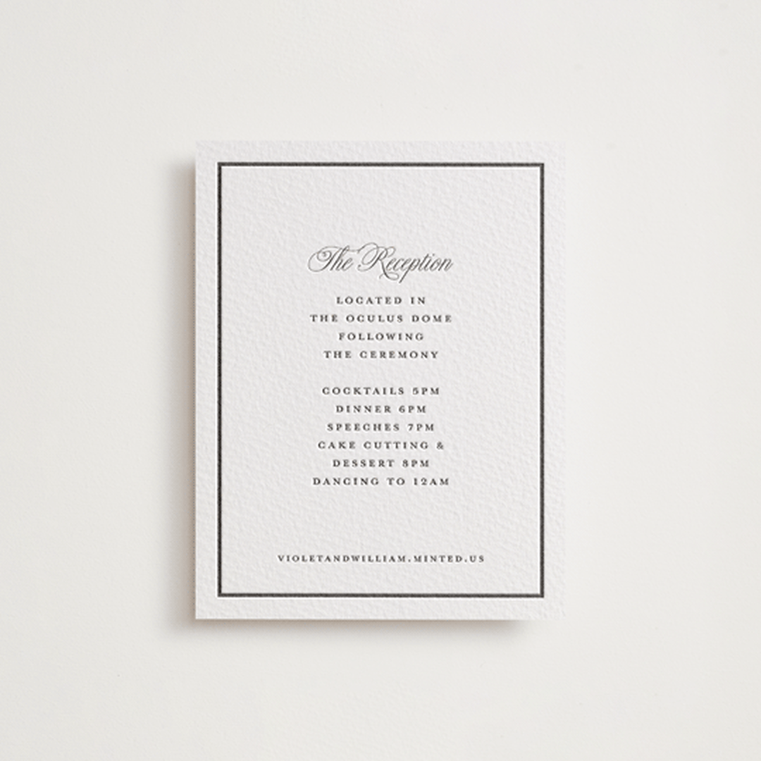 "The Day" - Letterpress Reception Cards in Soft Black by mo kelley - Front