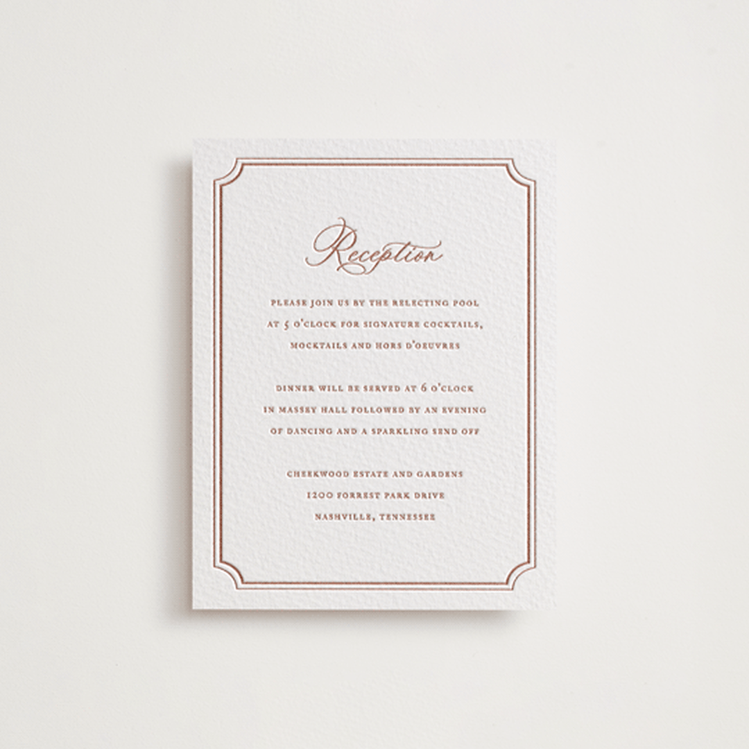 "Avery" - Letterpress Reception Cards in Dusty Rose by Jennifer Postorino - Front