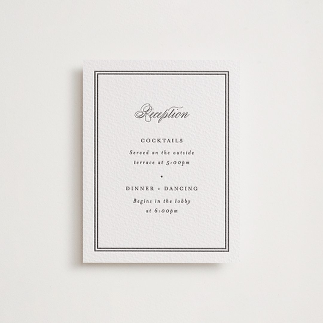 "Timeless Together" - Letterpress Reception Cards in Soft Black by Carolyn MacLaren - Front