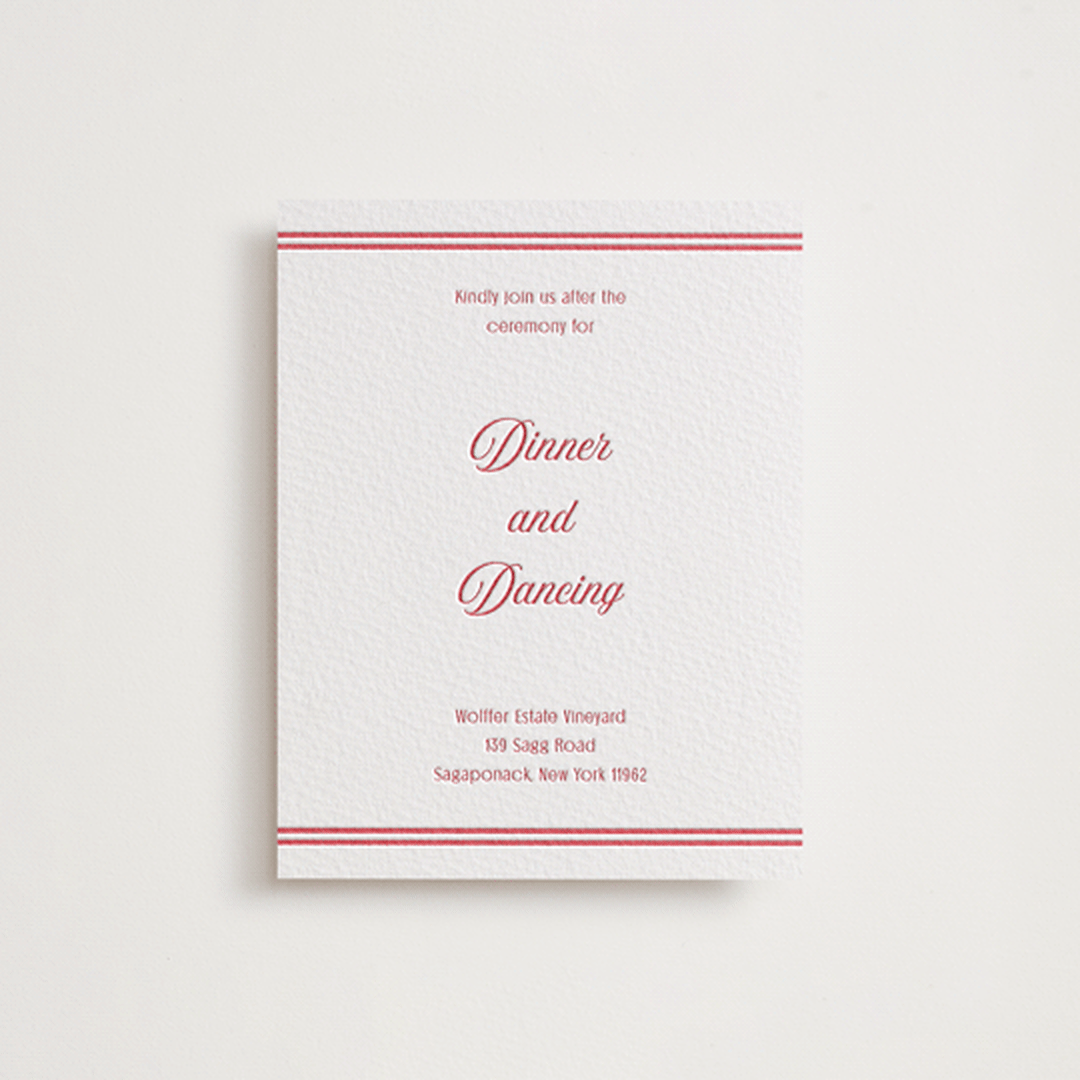 "Ritzy" - Letterpress Reception Cards in Scarlet by Nicoletta Savod - Front