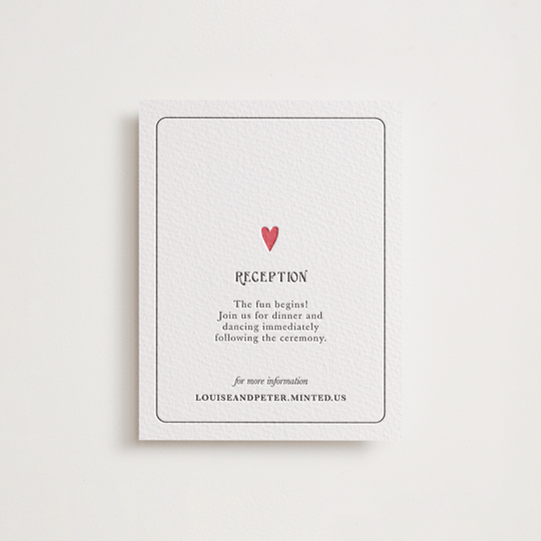 "Red Hearts" - Letterpress Reception Cards in Scarlet by Helena Vitto - Front
