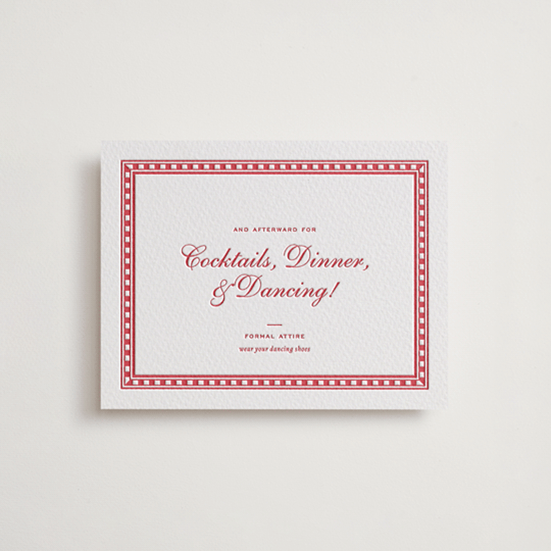 "Larkin" - Letterpress Reception Cards in Scarlet by Megan Davis - Front