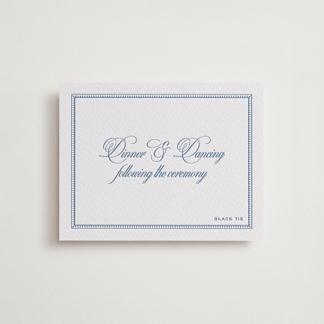 "Maison" - Letterpress Reception Cards in Provincial Blue by Megan Davis - Front