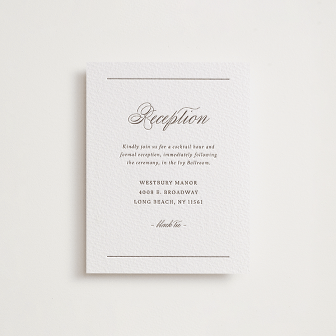 "Willow" - Letterpress Reception Cards in Coffee by Snow and Ivy - Front