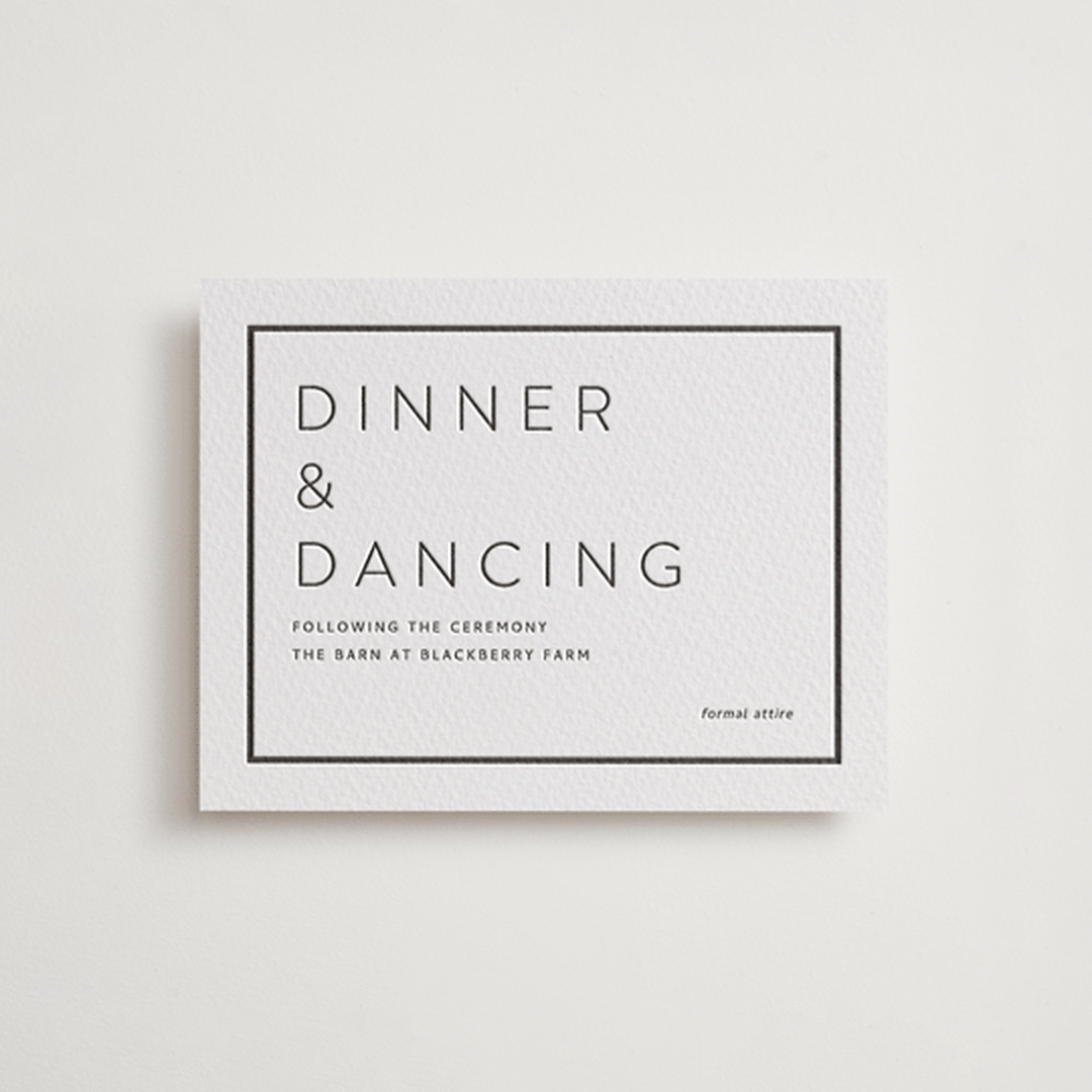 "Kismet" - Letterpress Reception Cards in Soft Black by Alston Foster - Front