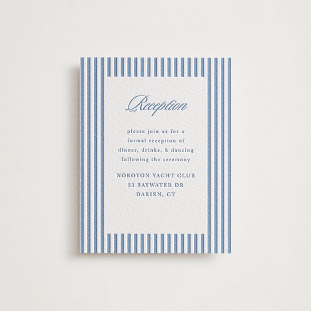 "Catamaran" - Letterpress Reception Cards in Provincial Blue by Morgan Kendall - Front