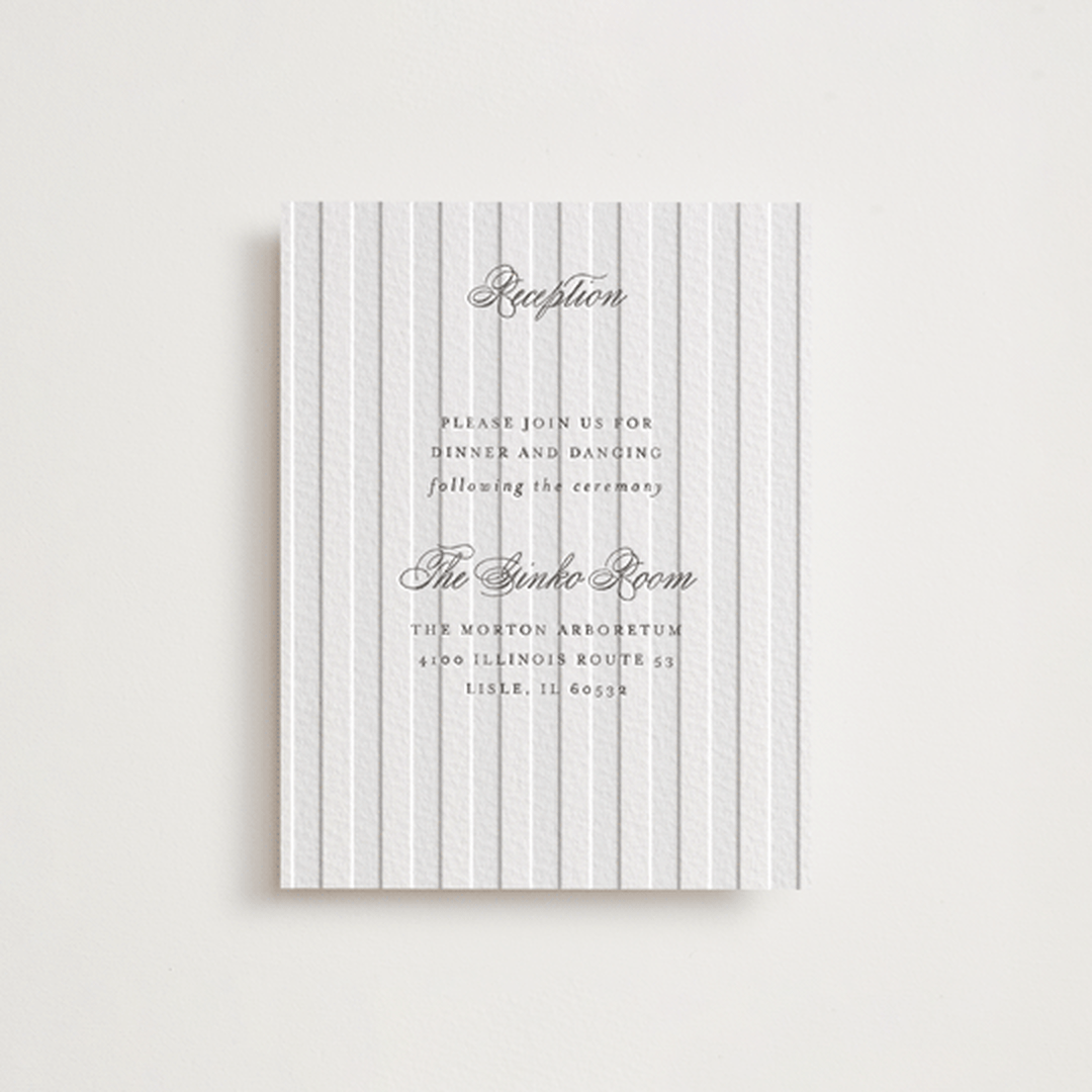 "Striped" - Letterpress Reception Cards in Soft Black by Baumbirdy - Front