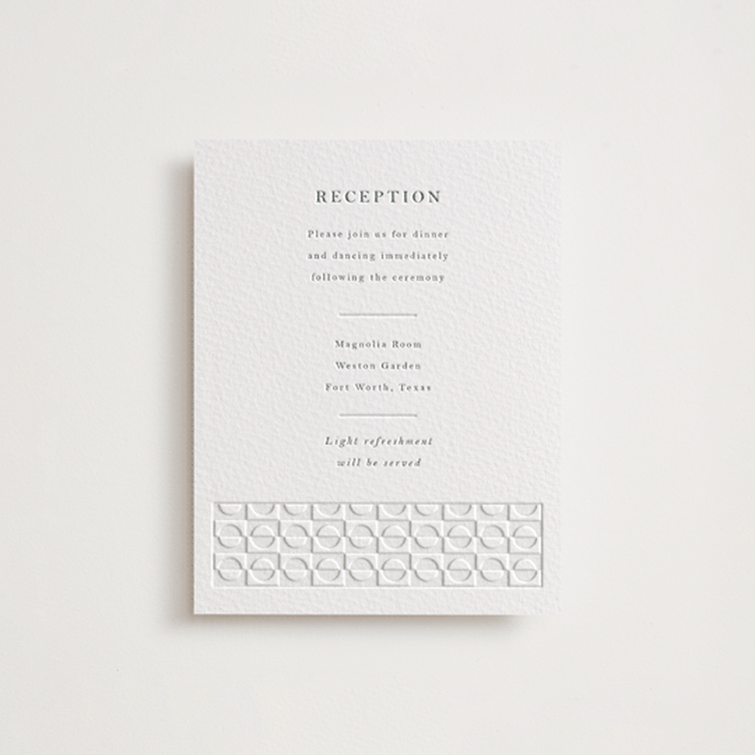 "cerchi" - Letterpress Reception Cards in Stone by Vera Lim - Front