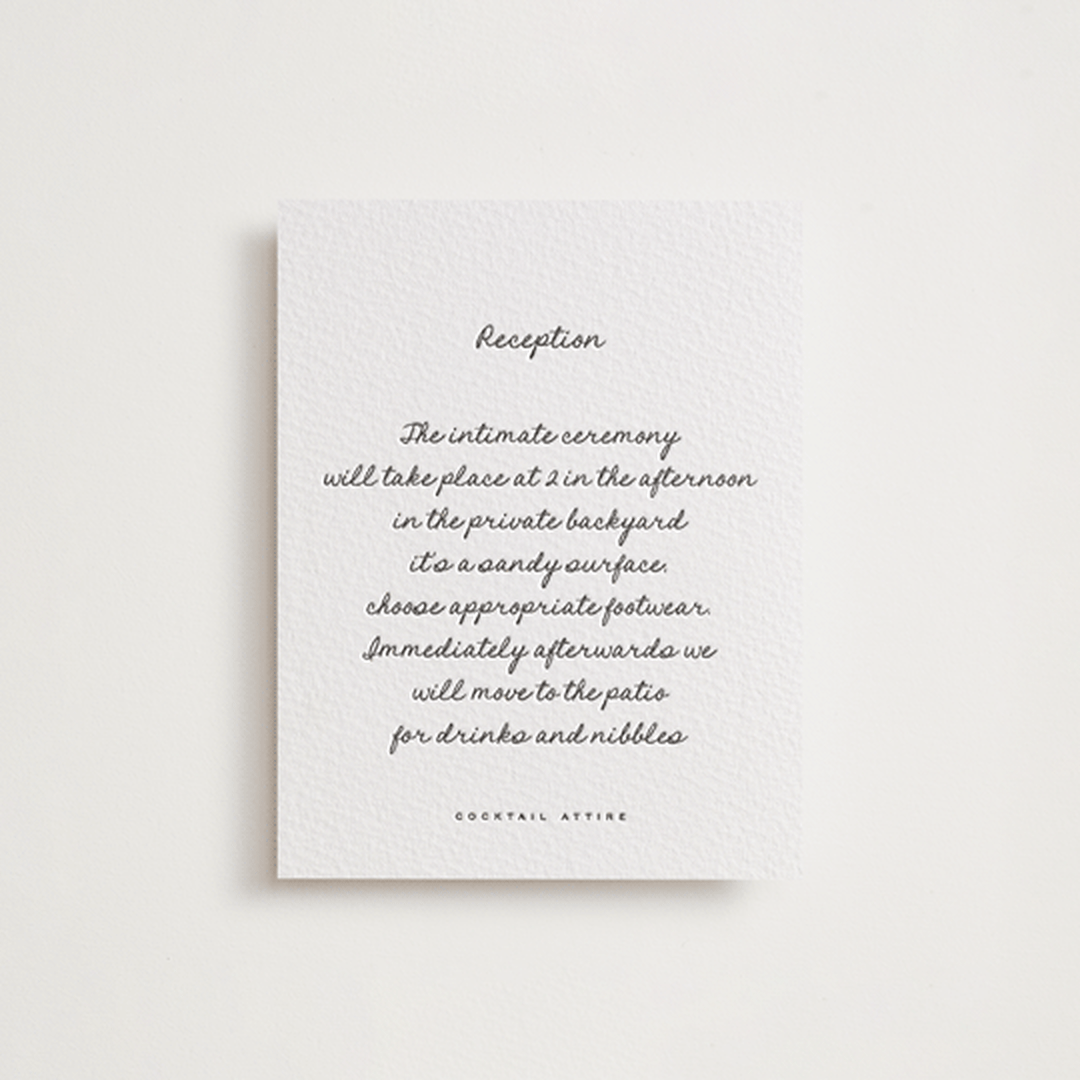 "Lover's Lantern" - Letterpress Reception Cards in Soft Black by Blustery August - Front