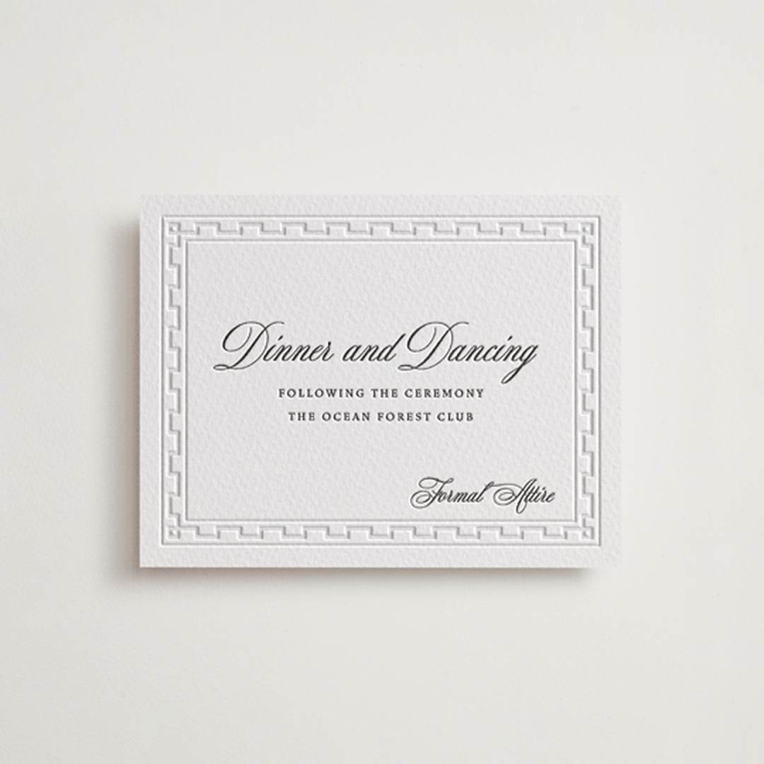 "Infinite" - Letterpress Reception Cards in Soft Black by Alston Foster - Front