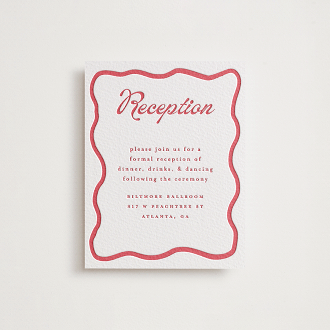 "Prep School" - Letterpress Reception Cards in Scarlet by Morgan Kendall - Front