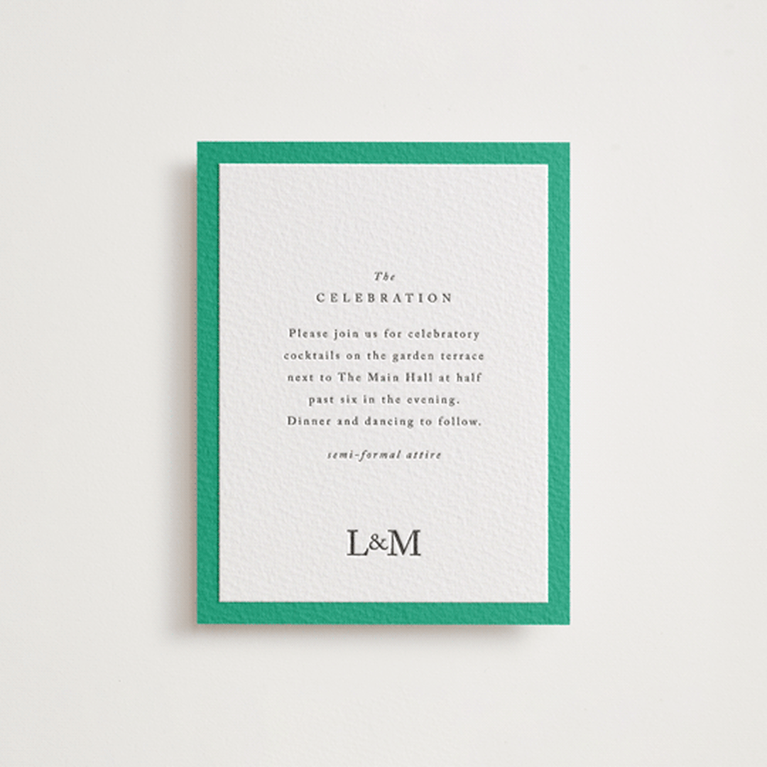 "Classic Initials" - Letterpress Reception Cards in Soft Black by mo kelley - Front