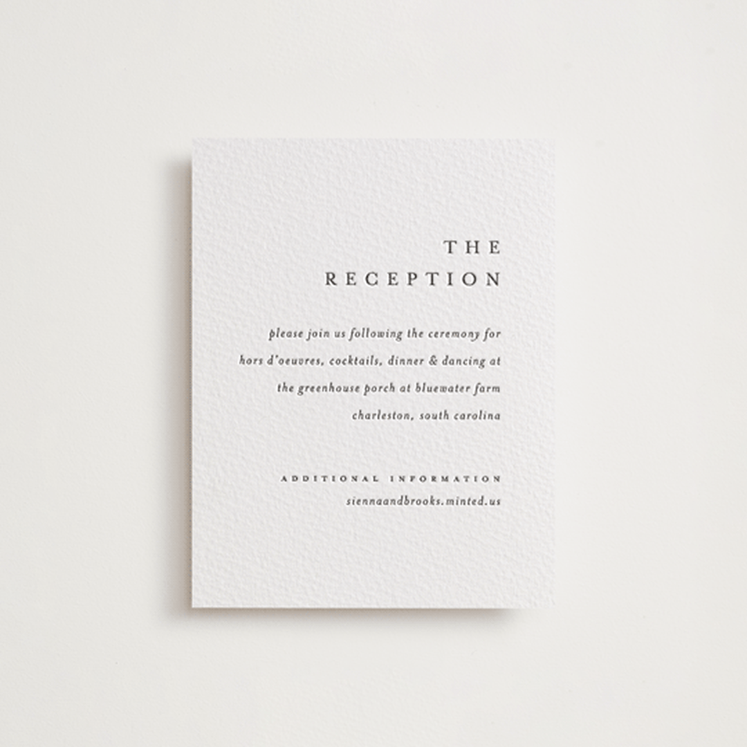 "Floral Cascade" - Letterpress Reception Cards in Soft Black by Pixel and Hank - Front