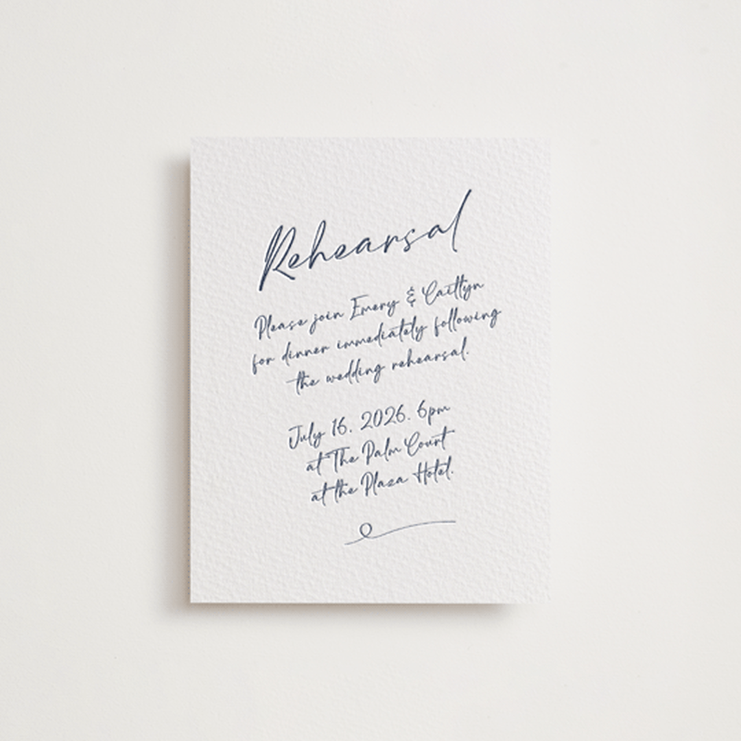 "Ink scribble" - Letterpress Rehearsal Dinner Cards in Aegean by Adelyn T. - Front