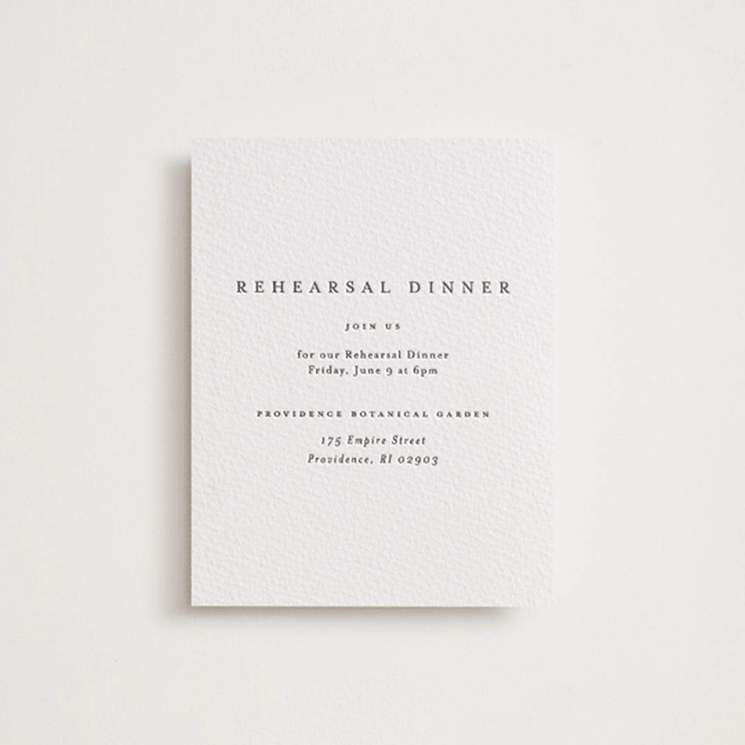 "A Thousand Years" - Letterpress Rehearsal Dinner Cards in Soft Black by Design Lotus - Front