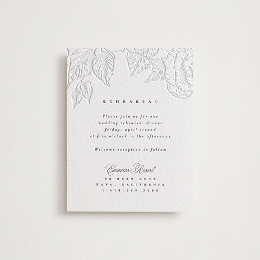 "Garden" - Letterpress Rehearsal Dinner Cards in Garden by Leah Bisch - Front