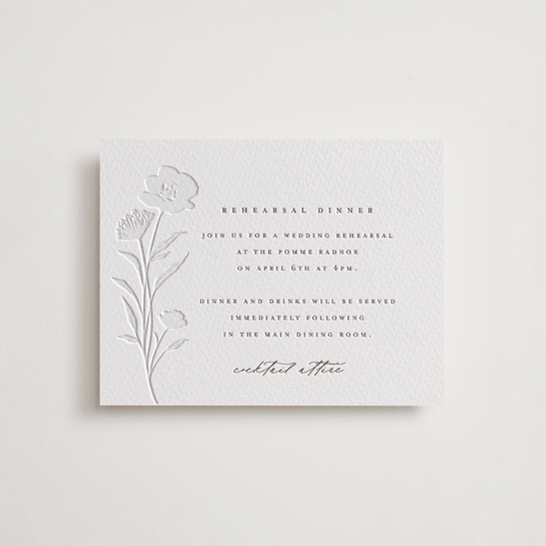 "shiruko" - Letterpress Rehearsal Dinner Cards in Coffee by chocomocacino - Front
