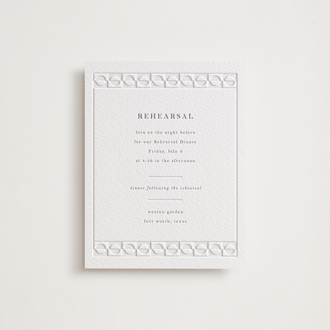 "cerchi" - Letterpress Rehearsal Dinner Cards in Stone by Vera Lim - Front