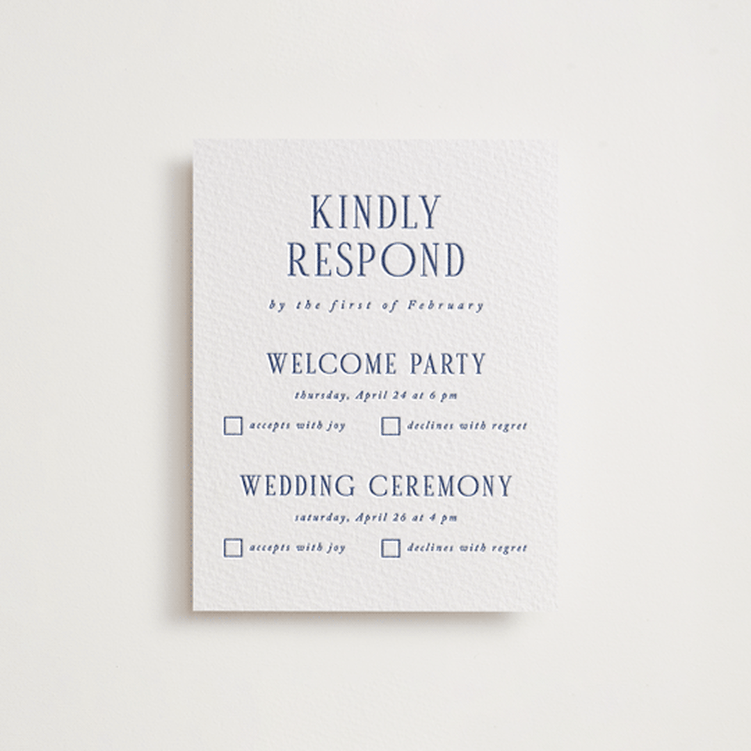 "Botanical Dream" - Letterpress Multi-Event RSVP Cards in Lapis by Sherley Ferreira - Front