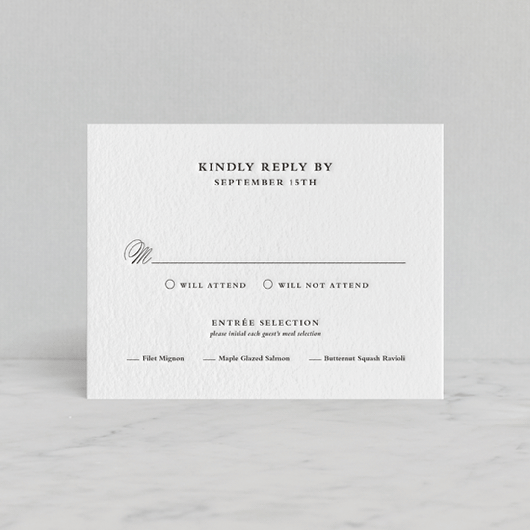 "Notable" - Letterpress RSVP Cards in Soft Black by Olivia Raufman - Front