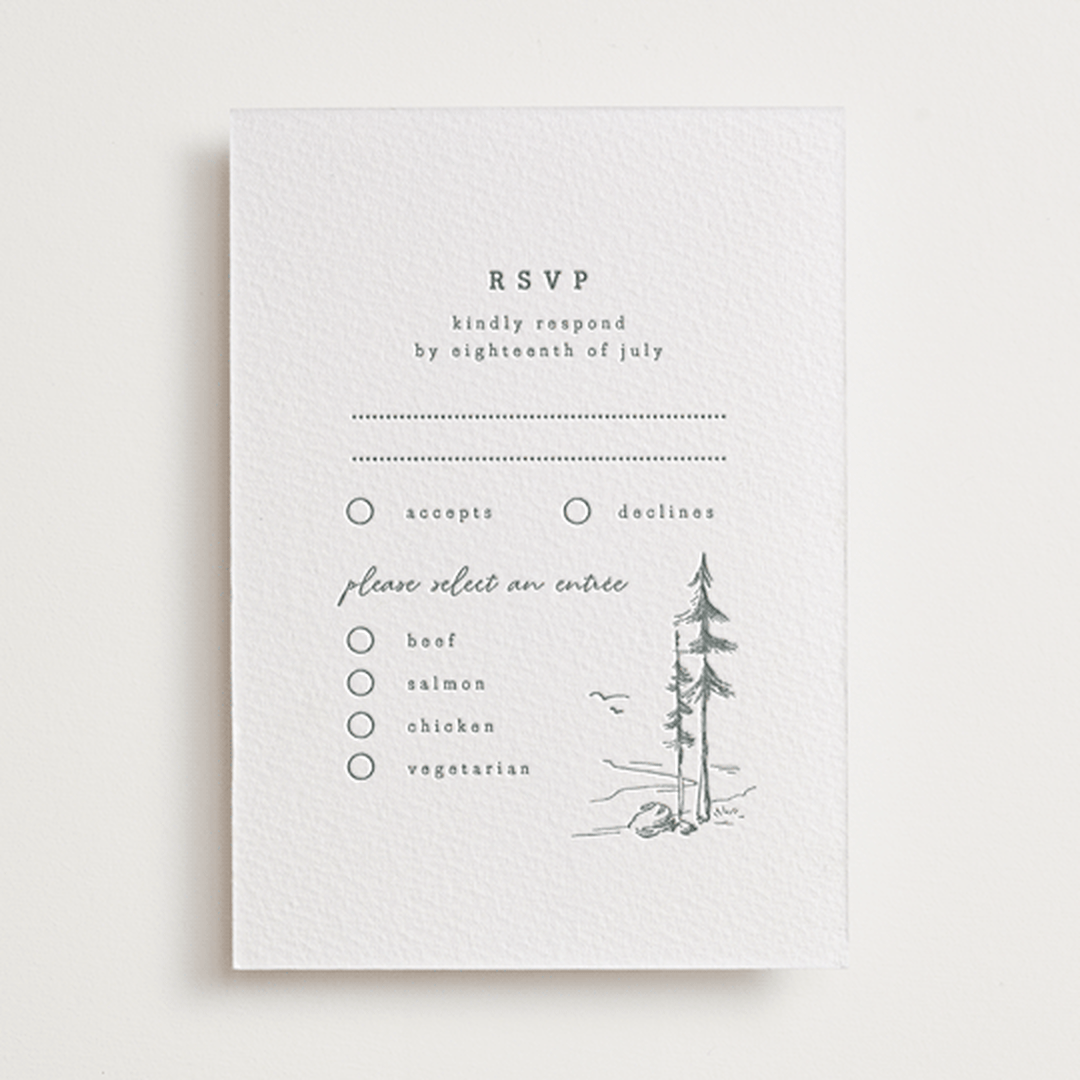 "fresh air" - Letterpress RSVP Cards in Stone by Anastasia Makarova - Front
