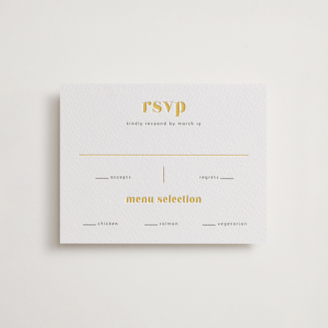 "Us" - Letterpress RSVP Cards in Lemon | Pewter by fatfatin - Front
