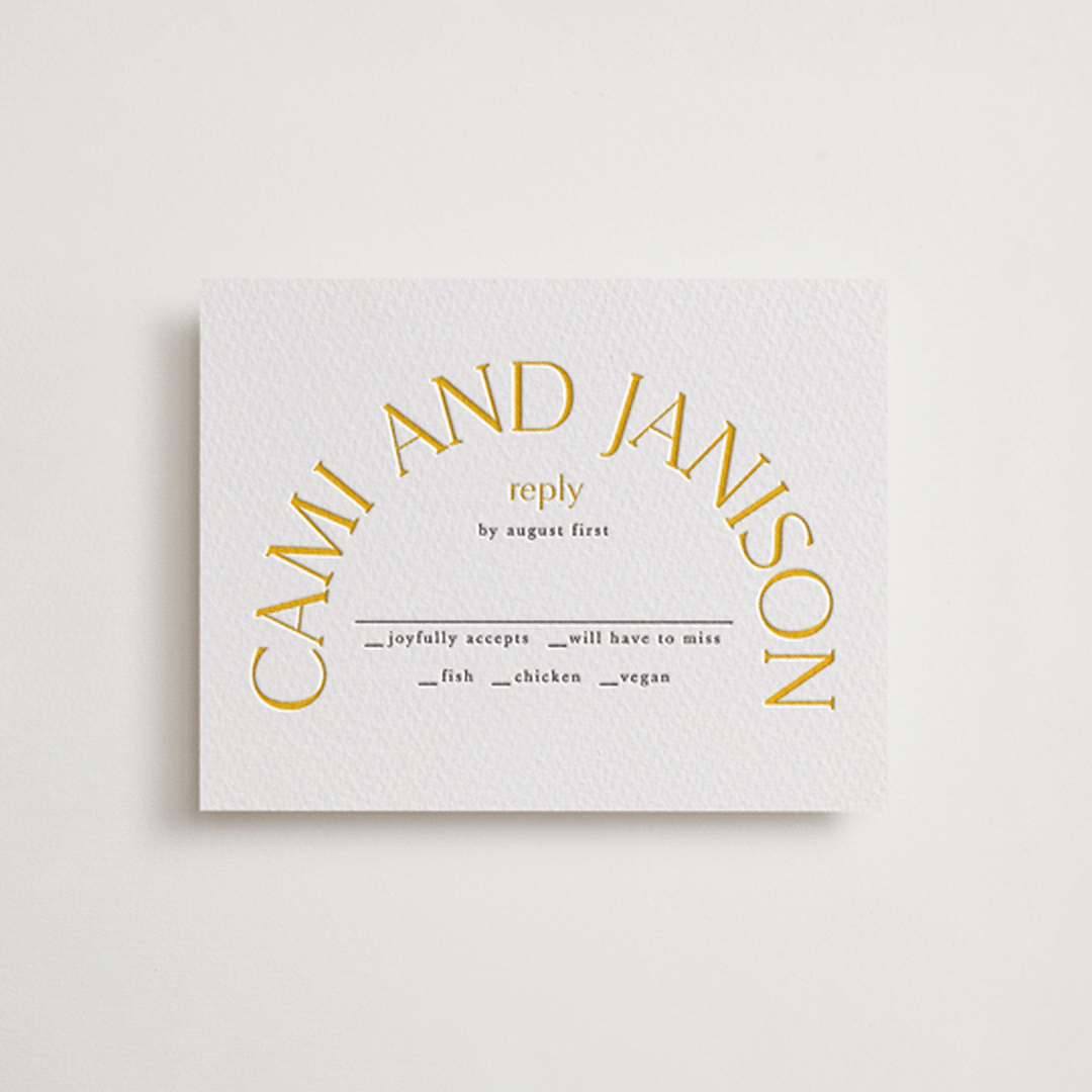 "archway" - Letterpress RSVP Cards in Dandelion | Soft Black by Lori Wemple - Front