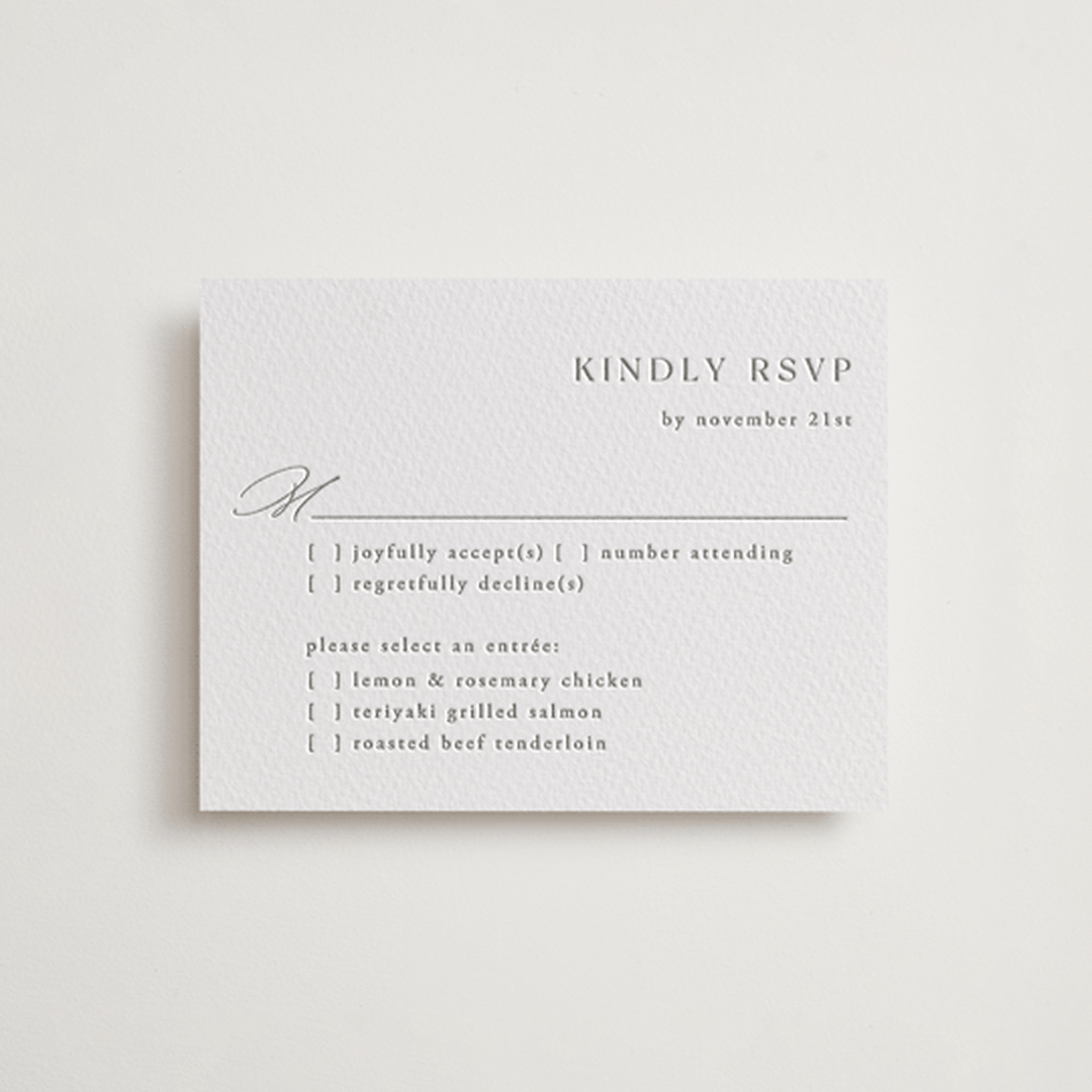 "Warm Winds" - Letterpress RSVP Cards in Ash by Janean Hinger - Front