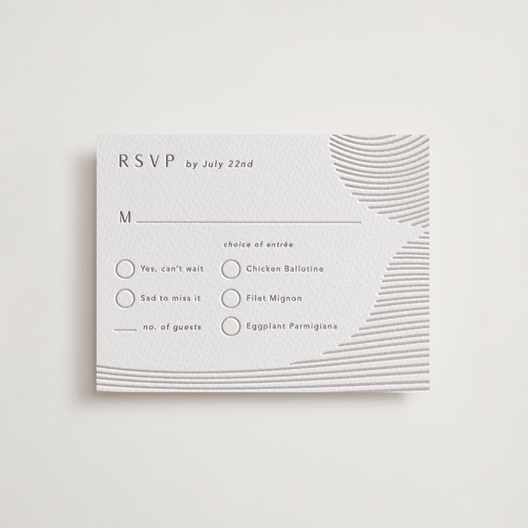 "waves" - Letterpress RSVP Cards in Dove Grey by Elly - Front