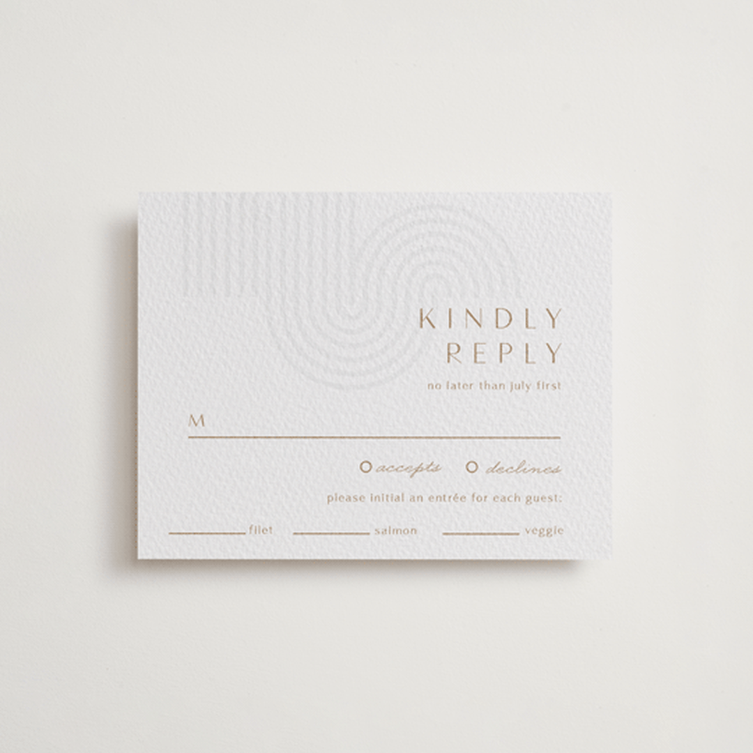 "bonseki" - Letterpress RSVP Cards in Matte Gold by Alaina Cherup - Front