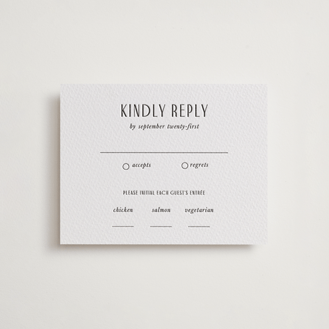"Leaves" - Letterpress RSVP Cards in Black by Pati Cascino - Front
