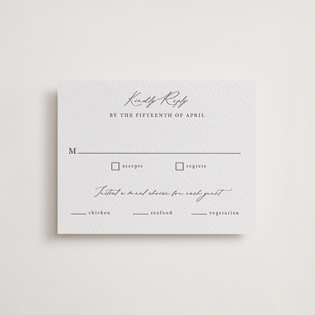 "Mountainview" - Letterpress RSVP Cards in Graphite by Sarah Brown - Front