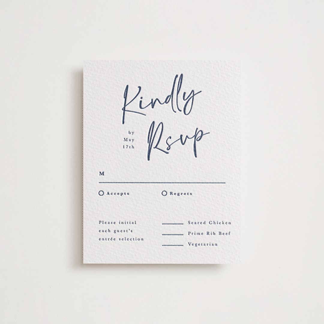 "Ink scribble" - Letterpress RSVP Cards in Aegean by Adelyn T. - Front