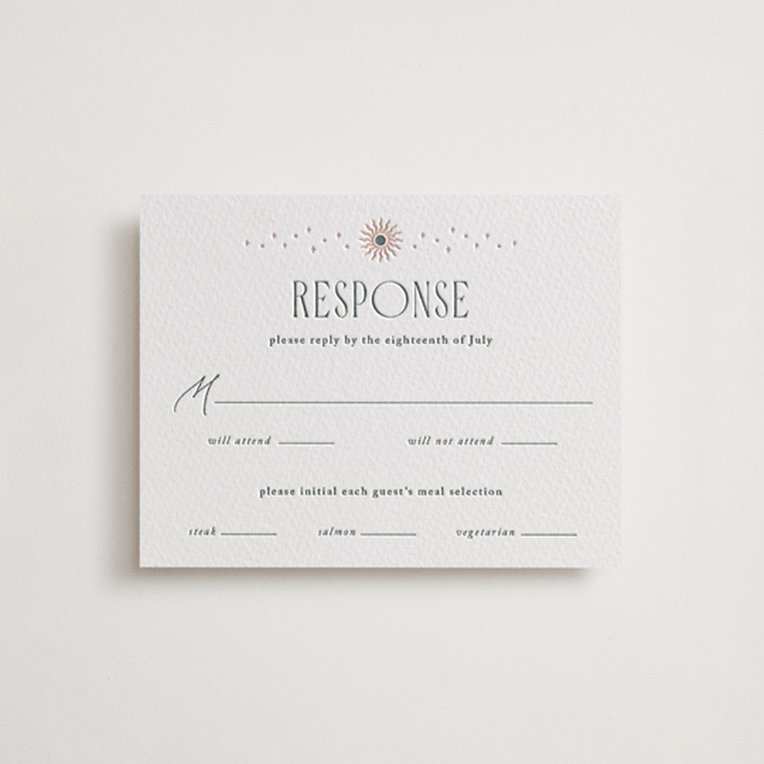 "Nouveau Swans" - Letterpress RSVP Cards in Nouveau Swans by Olivia Raufman - Front