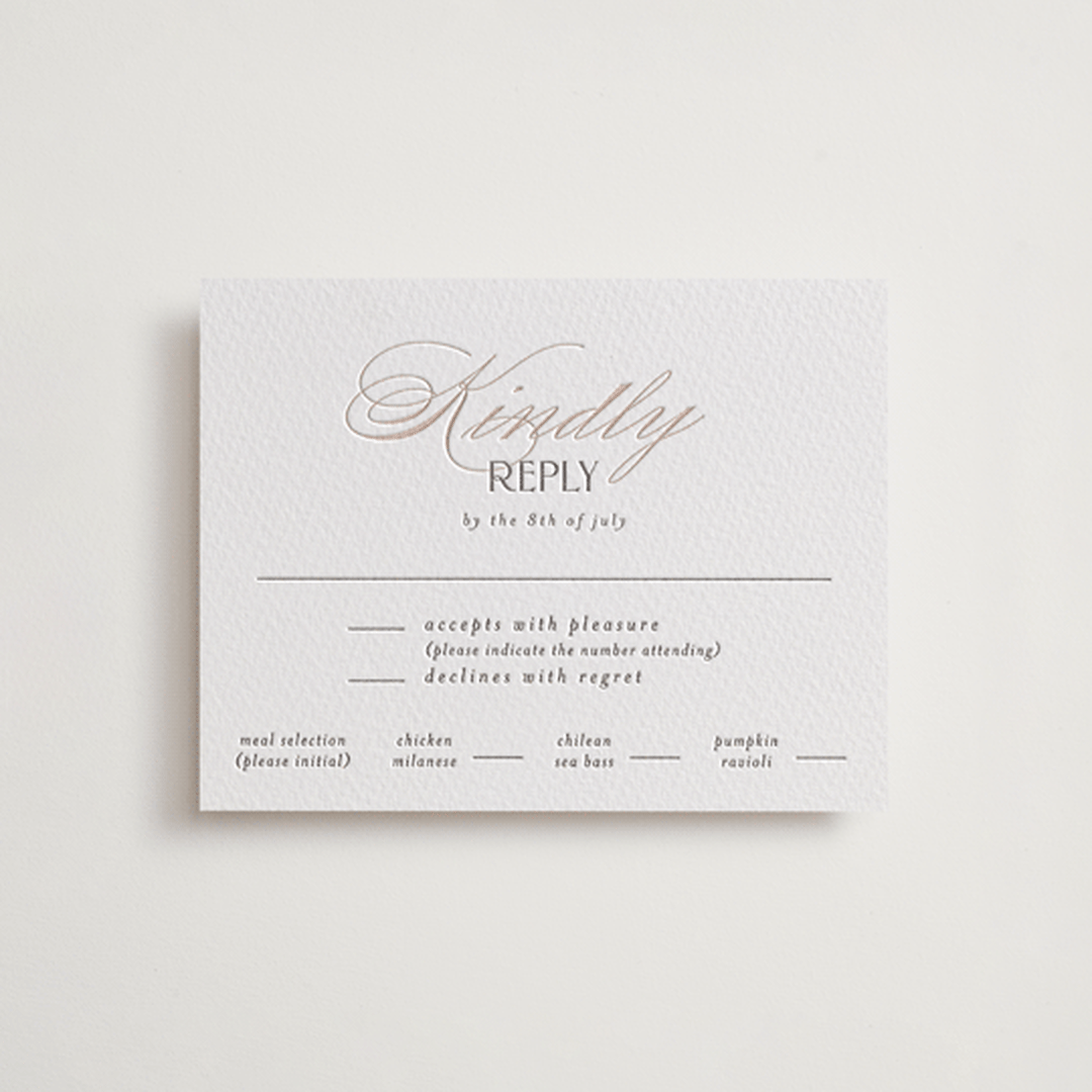 "sway" - Letterpress RSVP Cards in Sway by Laura Hankins - Front