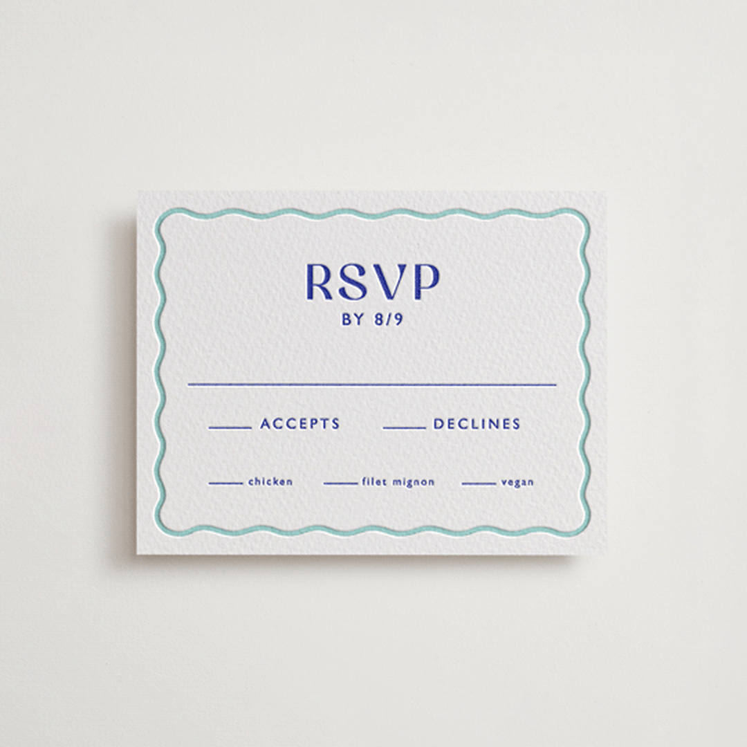 "With a Twist" - Letterpress RSVP Cards in Blue Violet by Olivia Raufman - Front