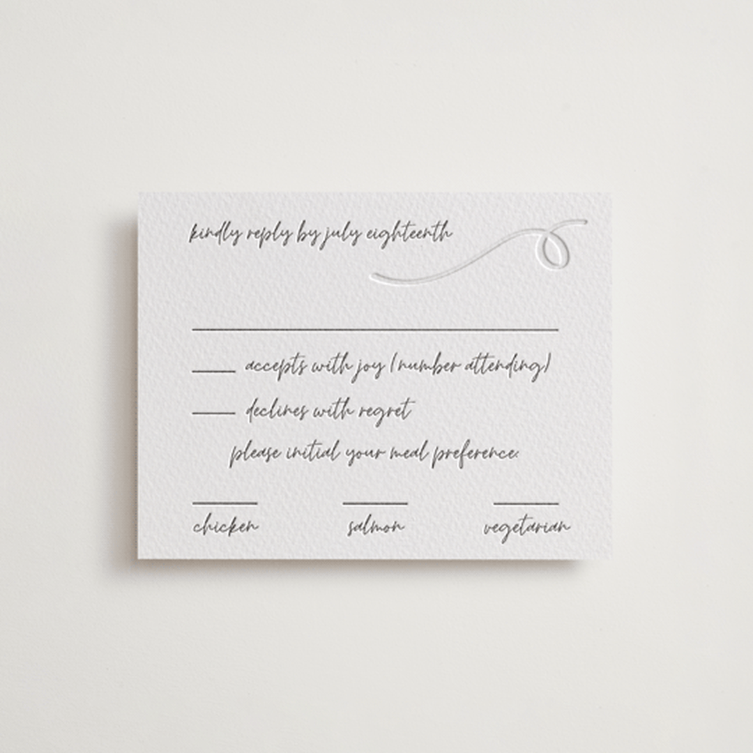 "Artist Hand" - Letterpress RSVP Cards in Artist Hand by Heather Schertzer - Front