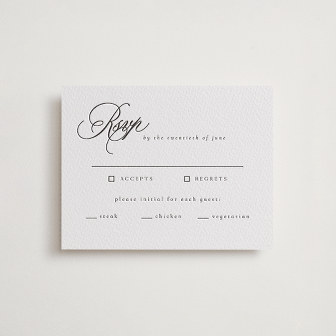 "Us" - Letterpress RSVP Cards in Soft Black by Nicole Walsh - Front
